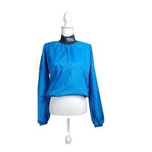 Windbreaker Jacket Cropped Short Size Small Blue Lightweight Athletic Made USA